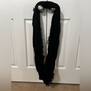 Black Fringed Infinity Scarf
